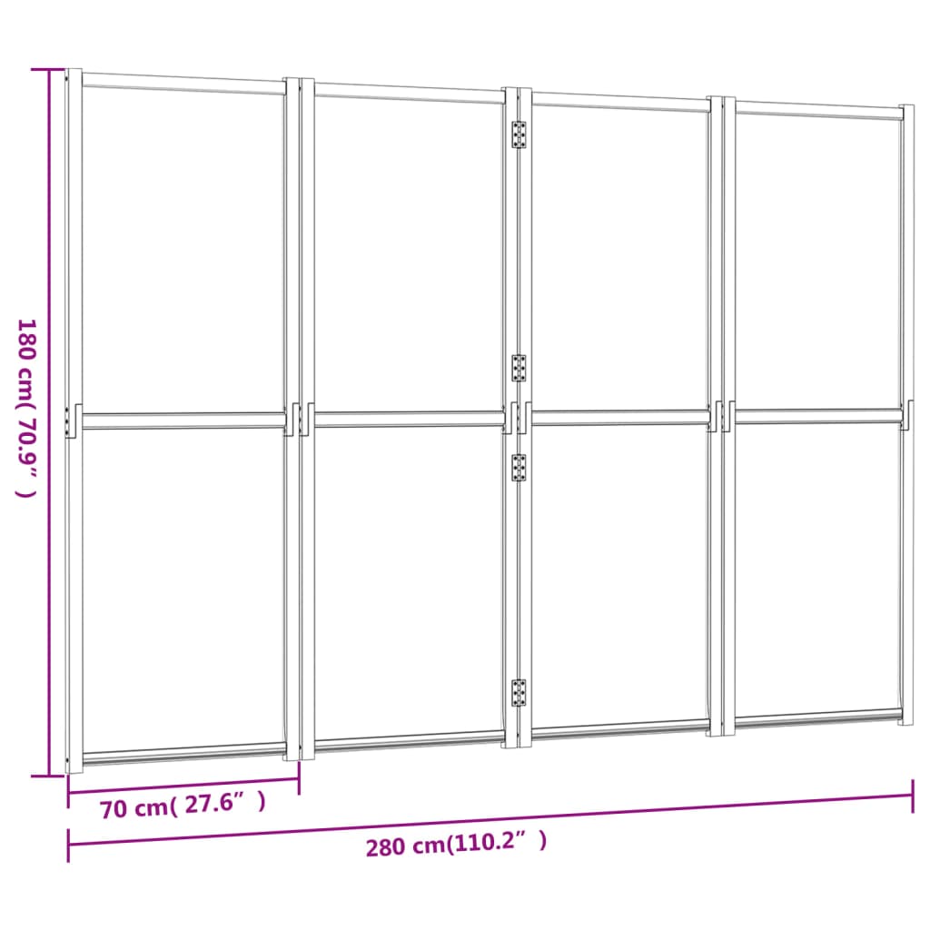 Paravento a 4 Pannelli Nero 280x180 cm - homemem39