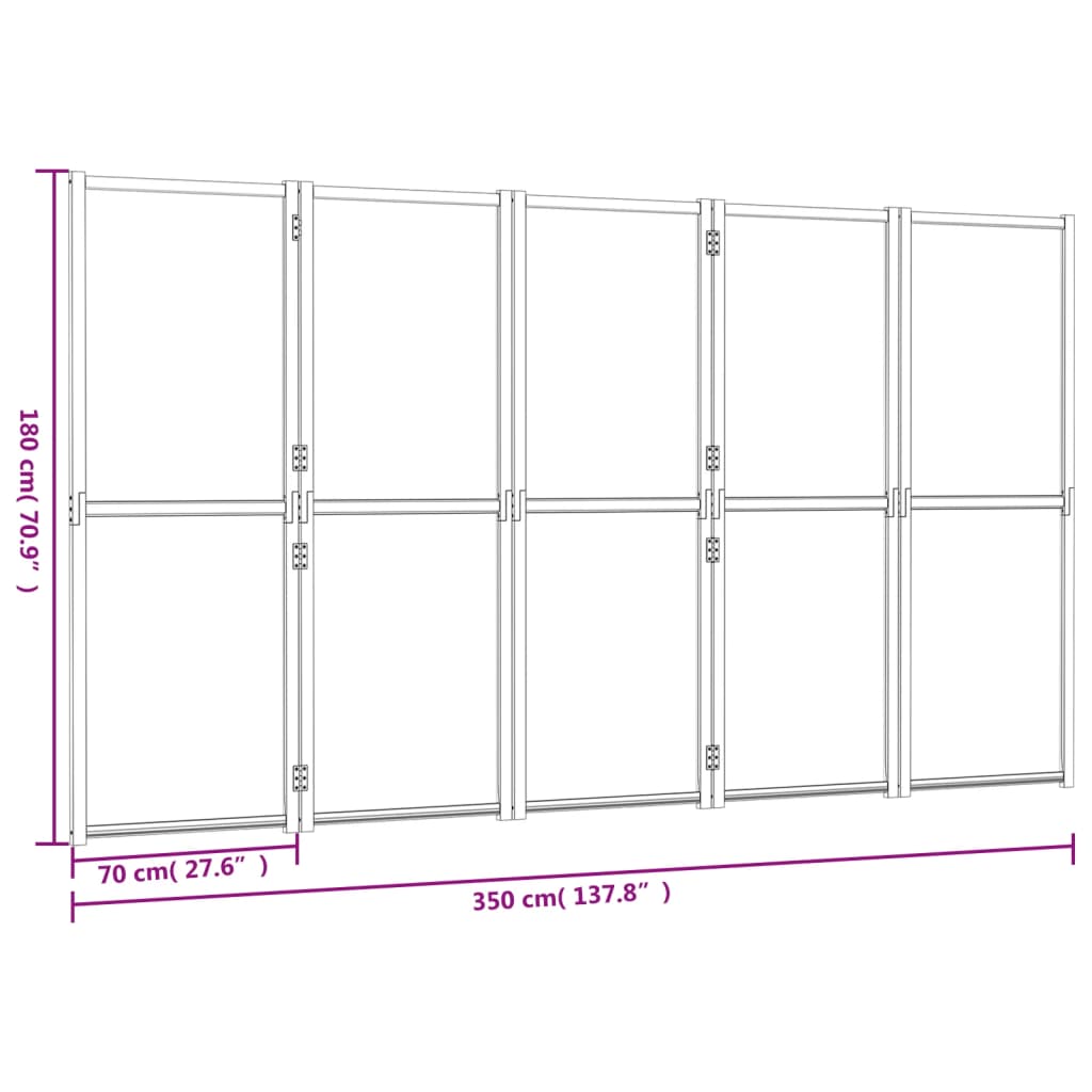 Paravento a 5 Pannelli Nero 350x180 cm | homemem39