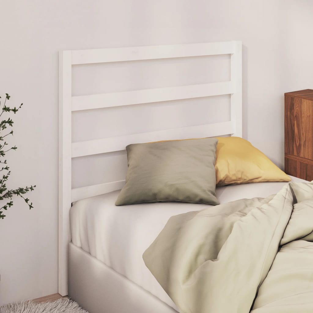 Testiera per Letto Bianca 96x4x100 cm in Legno Massello di Pino - homemem39