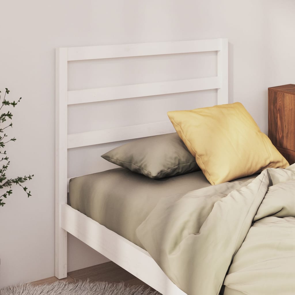 Testiera per Letto Bianca 96x4x100 cm in Legno Massello di Pino - homemem39