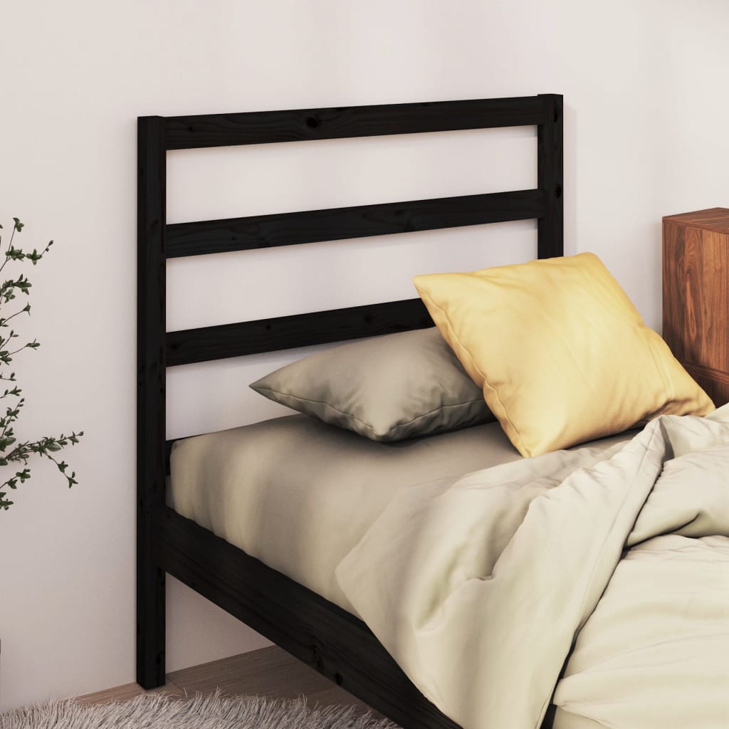 Testiera per Letto Nera 106x4x100 cm in Legno Massello di Pino - homemem39