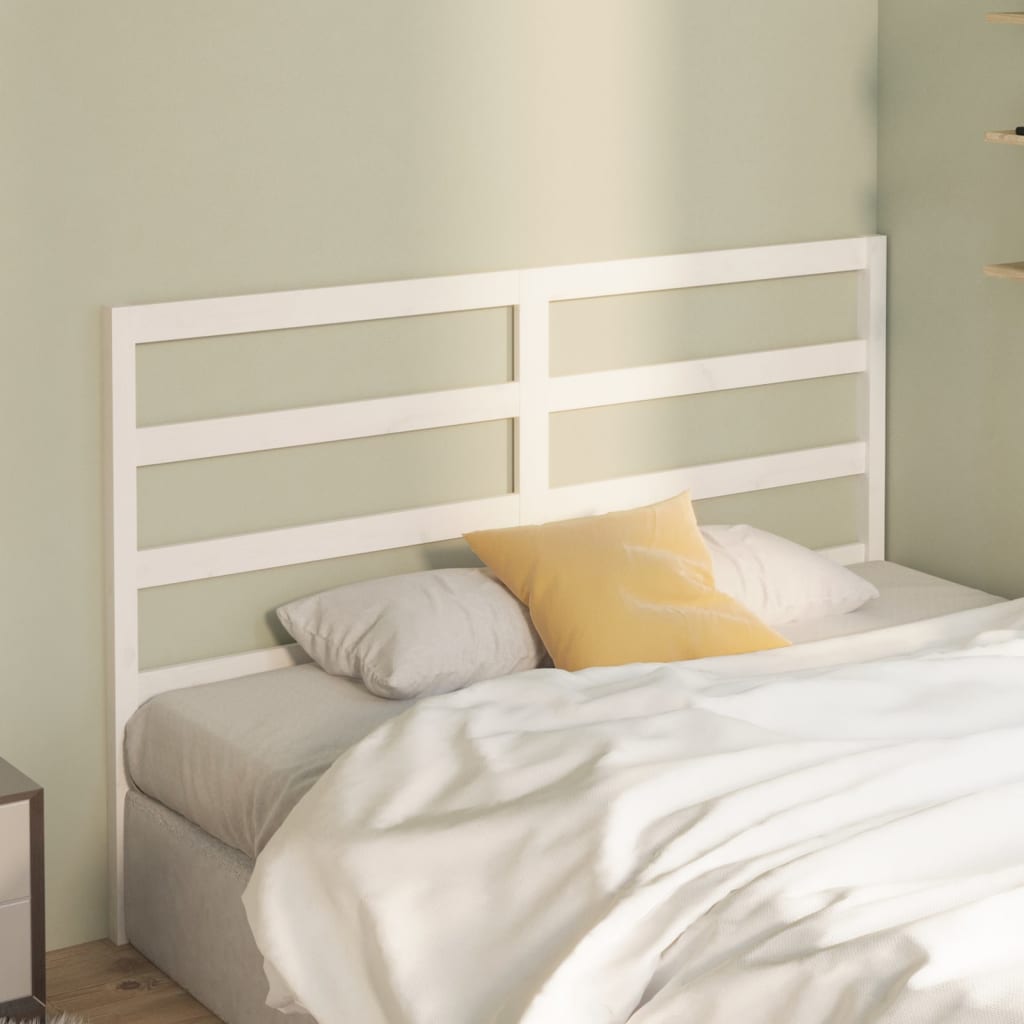 Testiera per Letto Bianca 126x4x100cm in Legno Massello di Pino - homemem39
