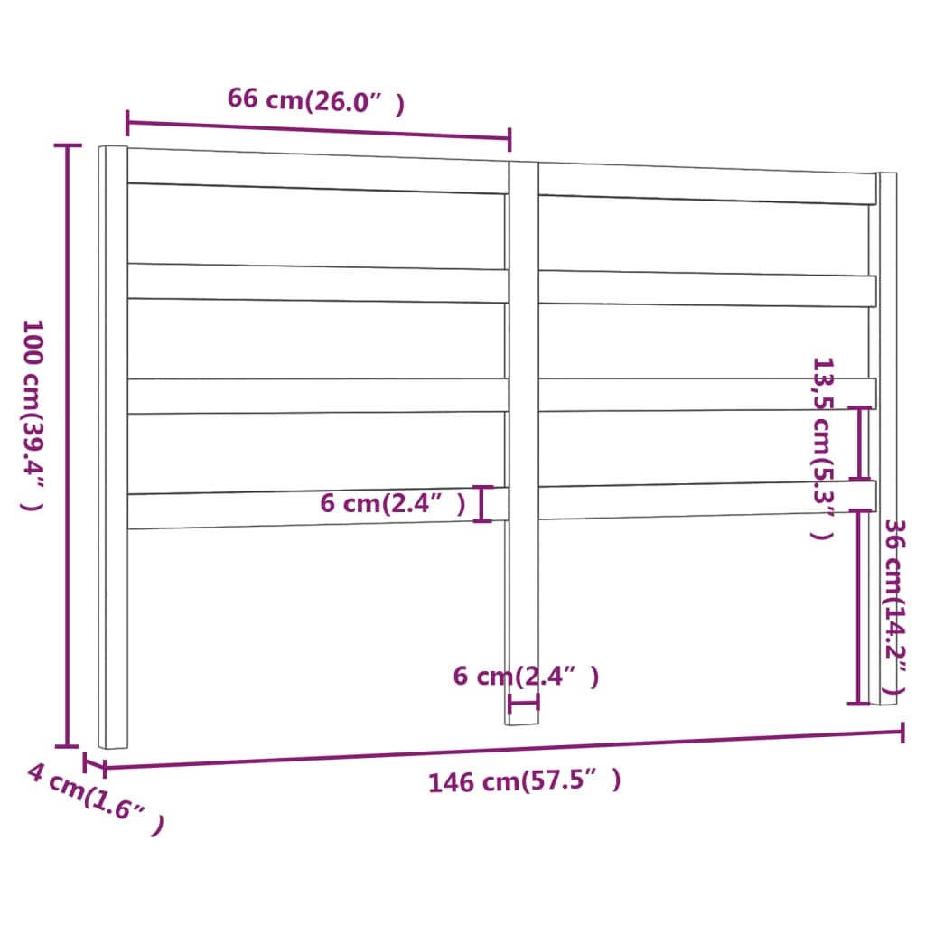 Testiera per Letto ambra 146x4x100 cm in Legno Massello di Pino - homemem39