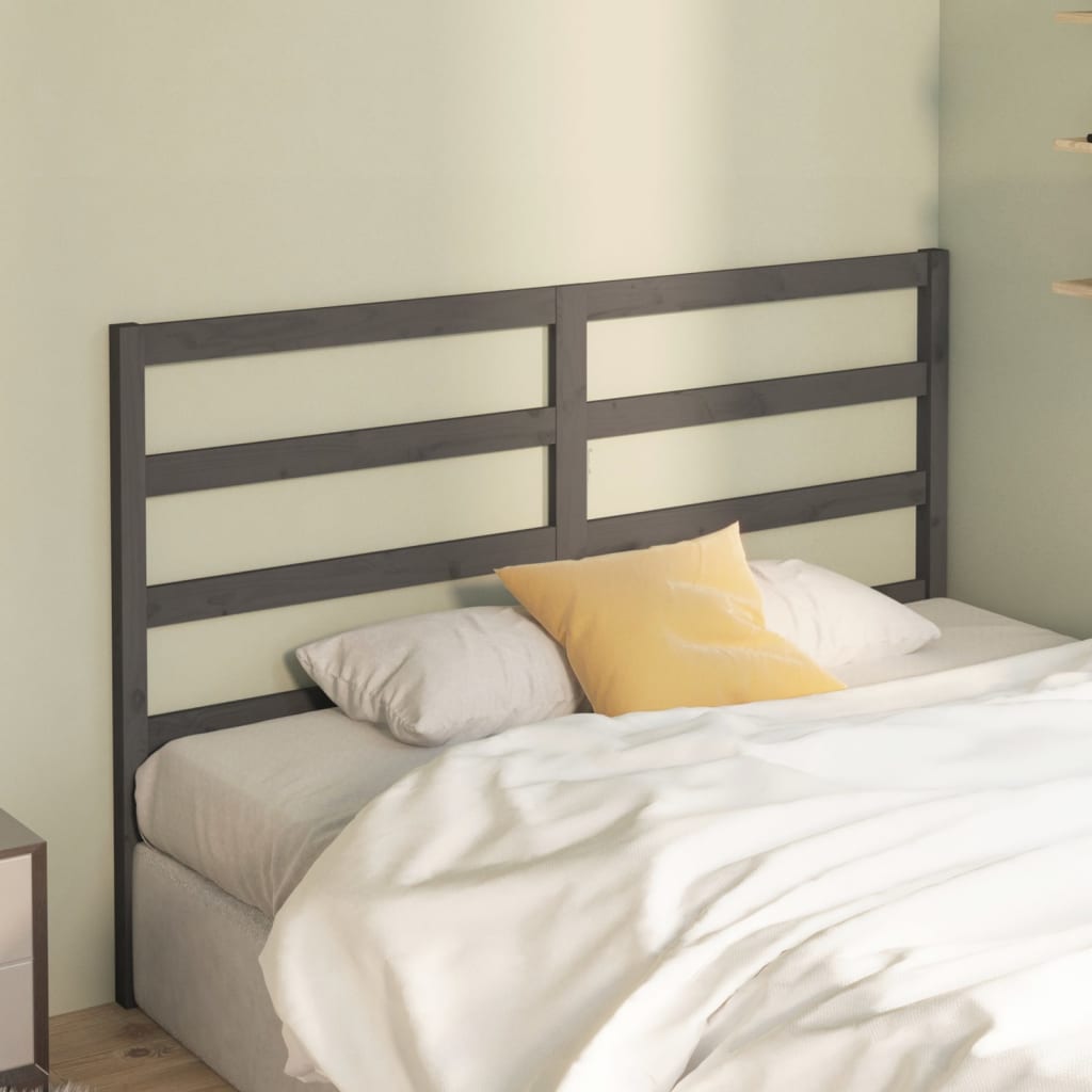 Testiera Letto Grigia 166x4x100 cm in Legno Massello di Pino - homemem39