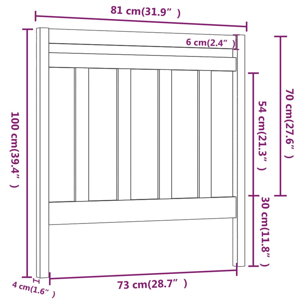 Testiera per Letto Grigia 81x4x100 cm in Legno Massello di Pino | homemem39