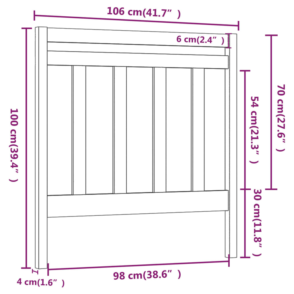 Testiera per Letto Grigia 106x4x100cm in Legno Massello di Pino