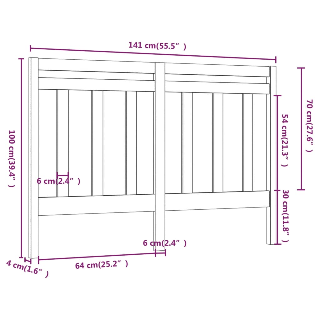 Testiera per Letto ambra 141x4x100 cm in Legno Massello di Pino | homemem39