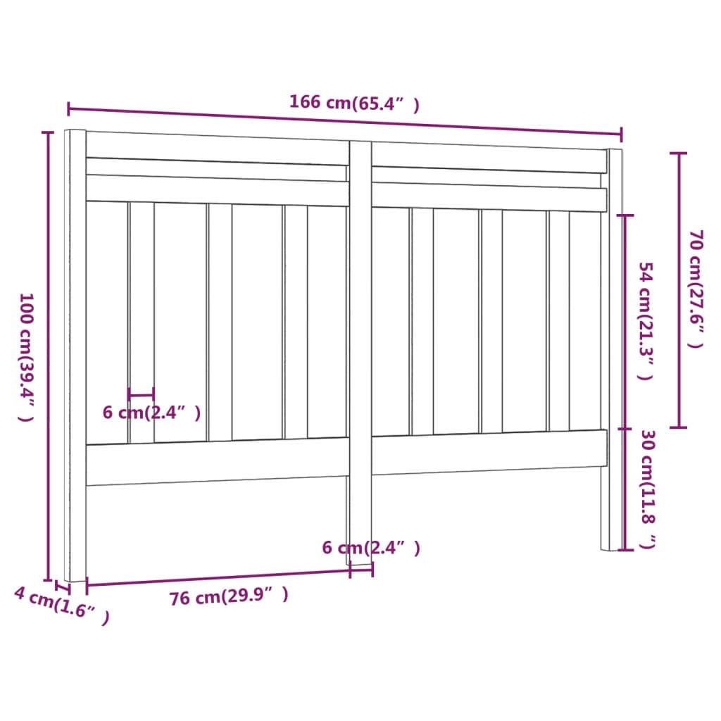 Testiera per Letto ambra 166x4x100 cm in Legno Massello di Pino | homemem39