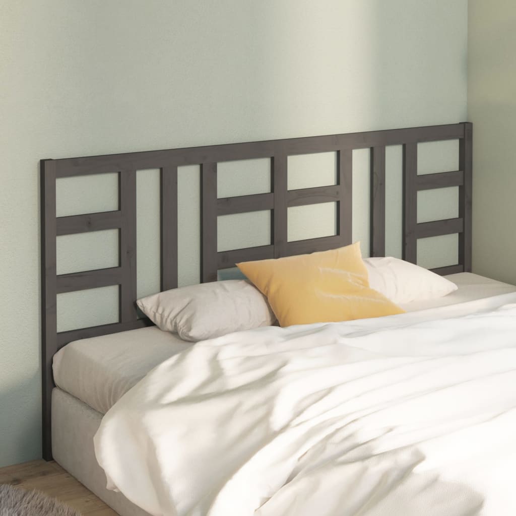 Testiera per Letto Grigia 186x4x100cm in Legno Massello di Pino - homemem39