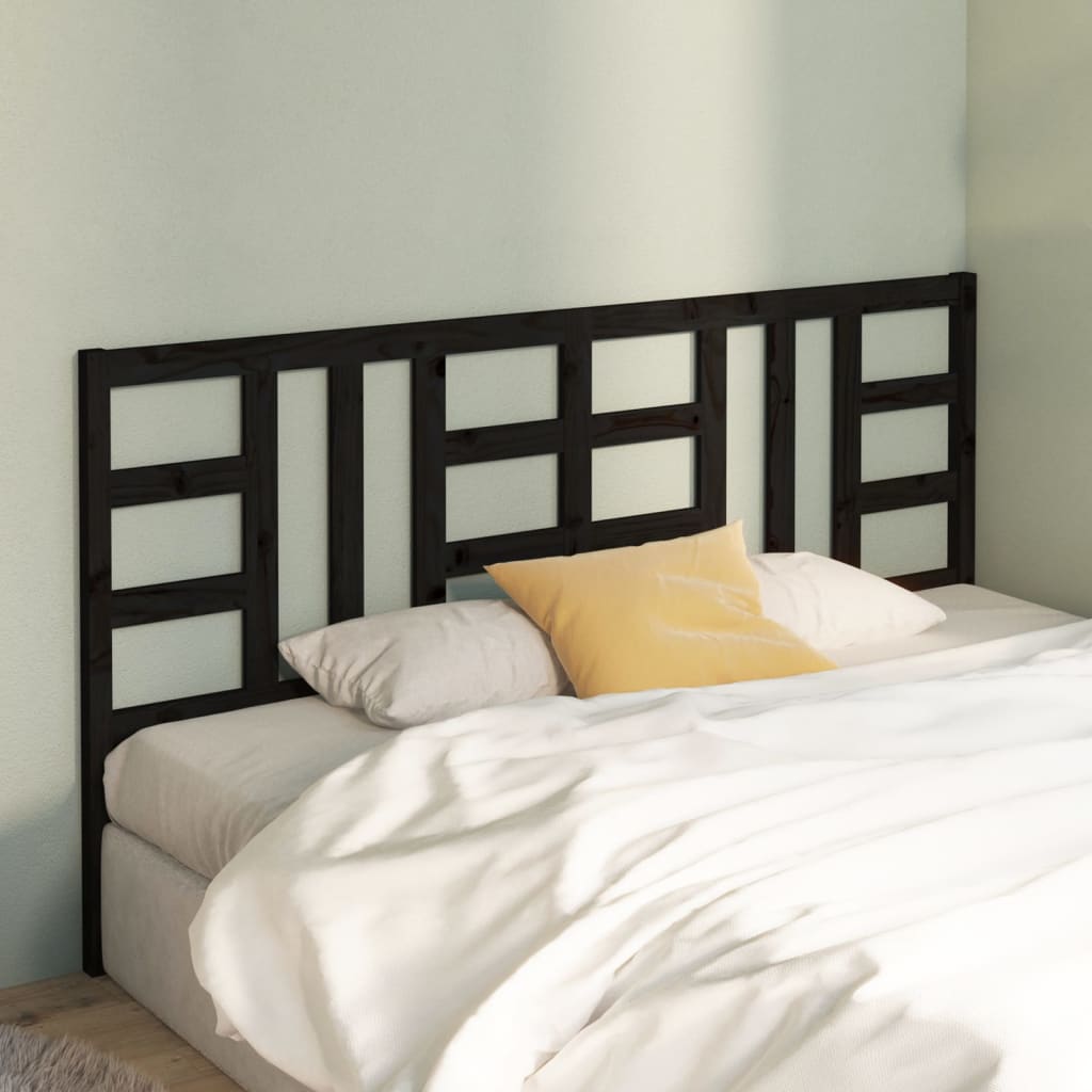 Testiera per Letto Nera 186x4x100 cm in Legno Massello di Pino - homemem39