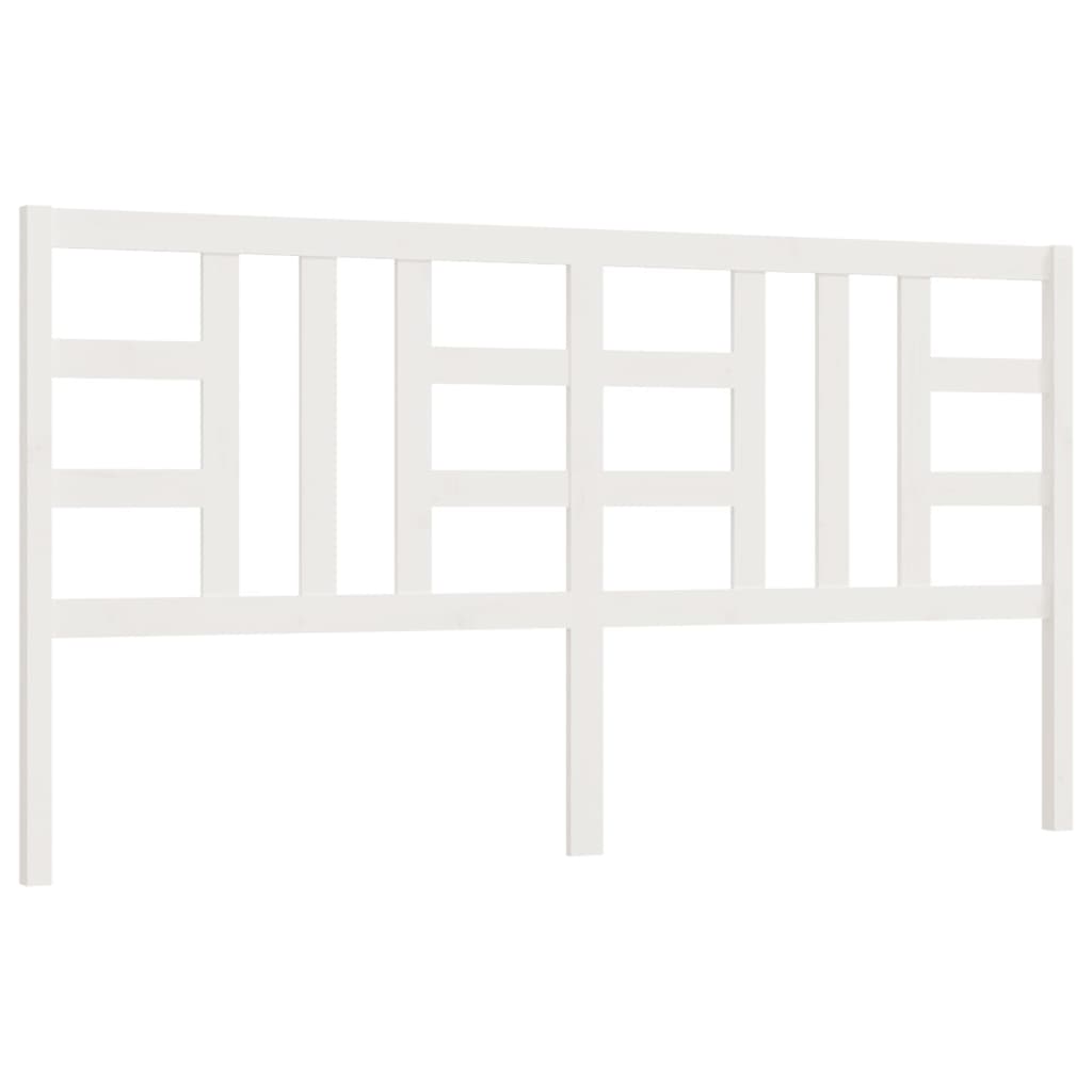 Testiera per Letto Bianca 206x4x100cm in Legno Massello di Pino - homemem39