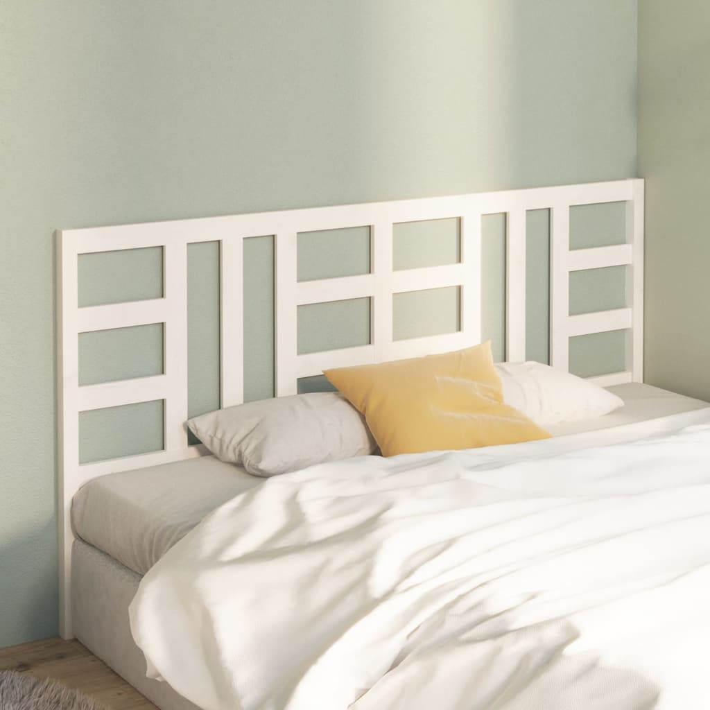 Testiera per Letto Bianca 206x4x100cm in Legno Massello di Pino - homemem39