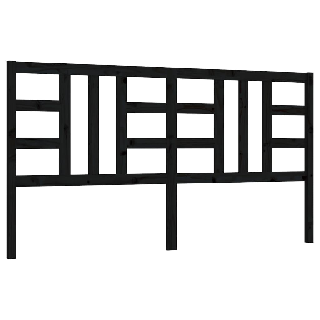 Testiera per Letto Nera 206x4x100 cm in Legno Massello di Pino - homemem39