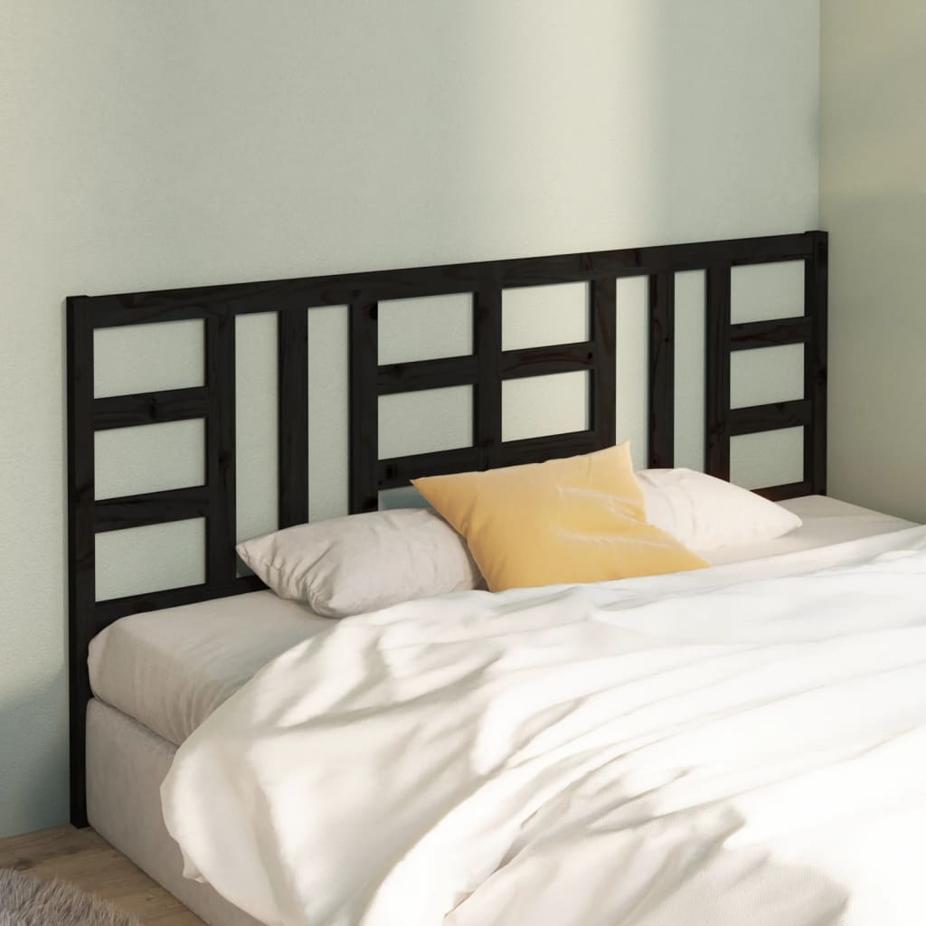 Testiera per Letto Nera 206x4x100 cm in Legno Massello di Pino - homemem39