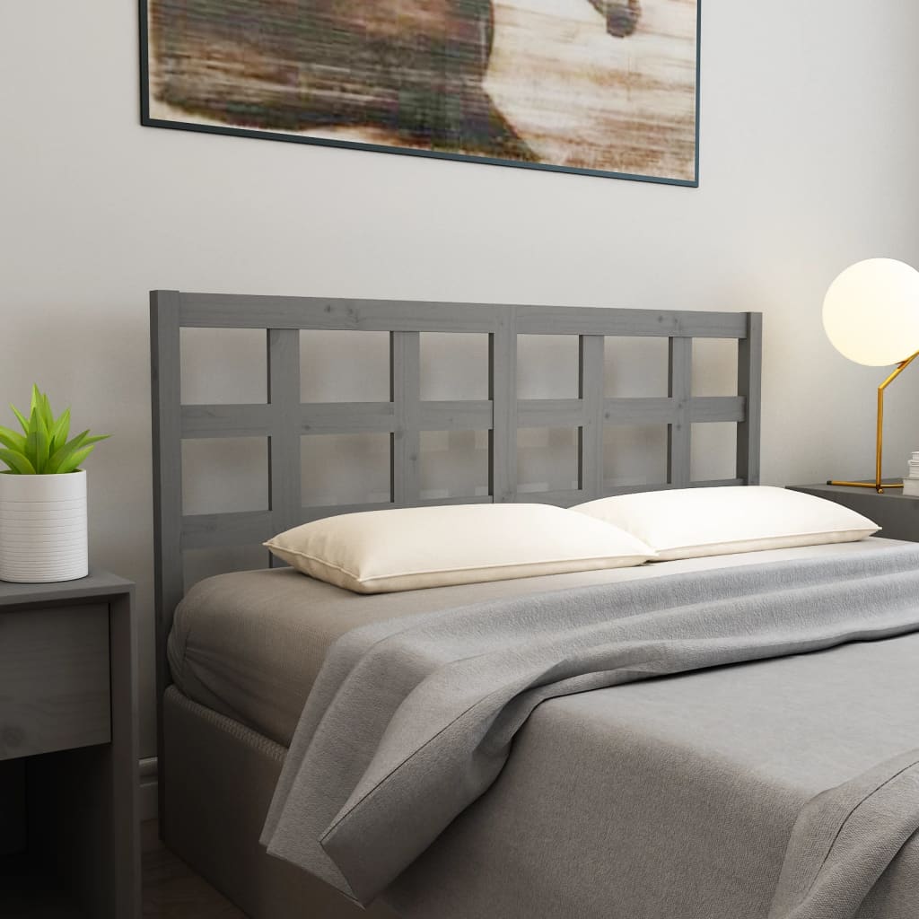 Testiera per Letto Grigia 145,5x4x100 cm Legno Massello di Pino - homemem39