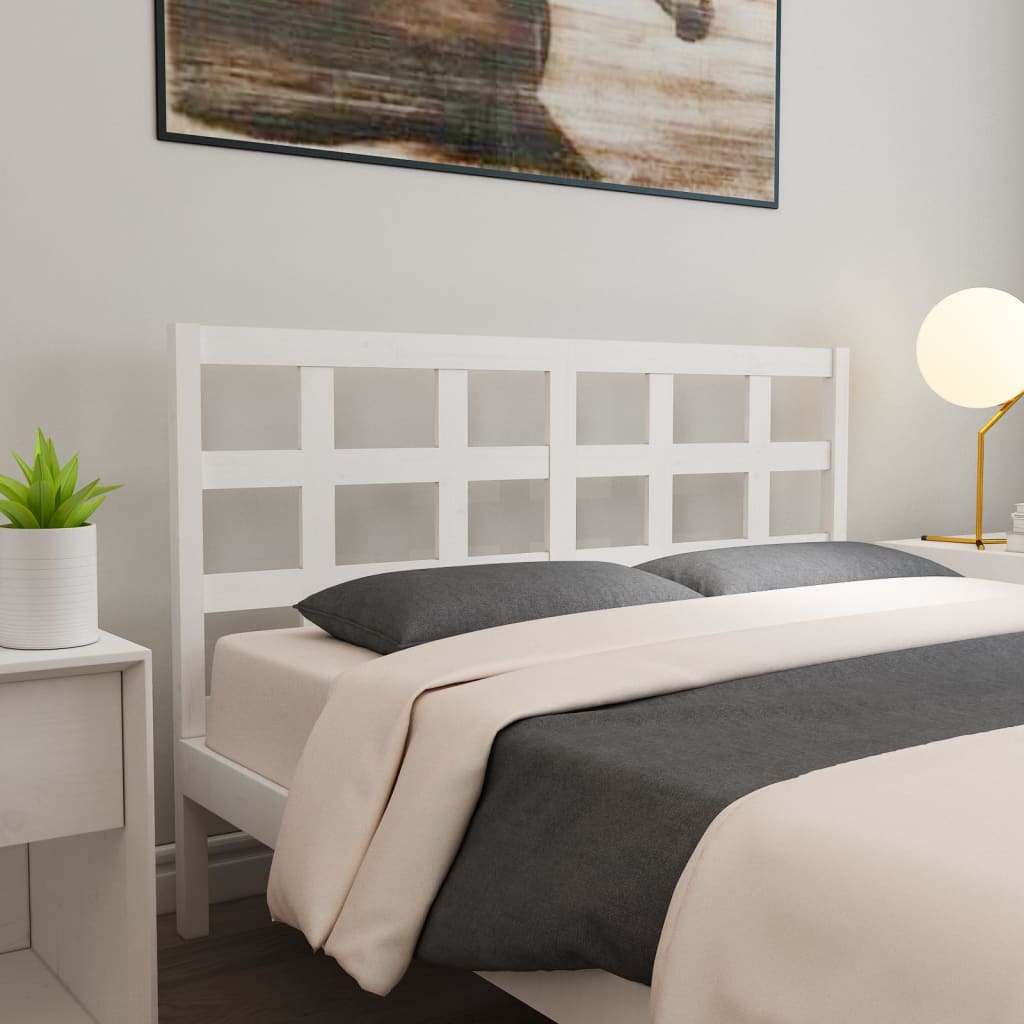 Testiera per Letto Bianca 156x4x100 cm Legno Massello di Pino - homemem39