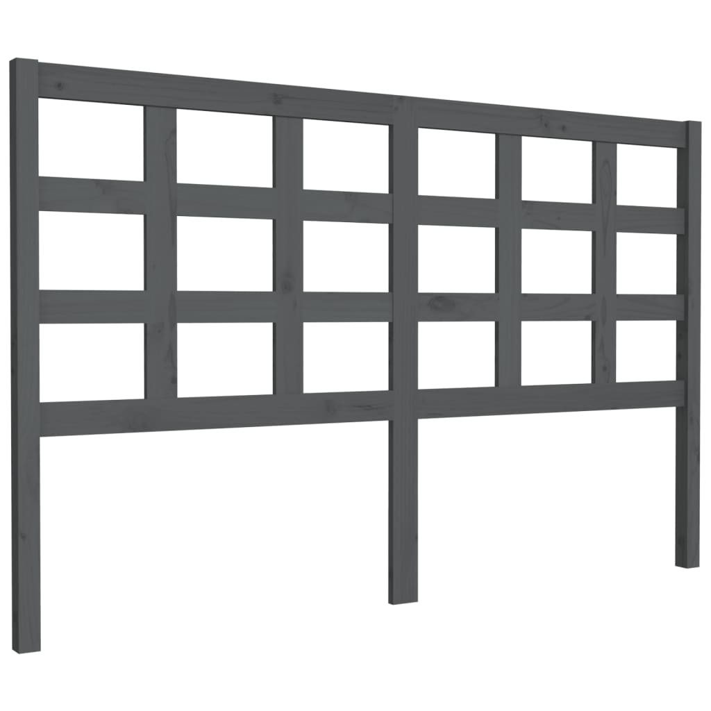 Testiera Letto Grigia 156x4x100 cm in Legno Massello di Pino - homemem39