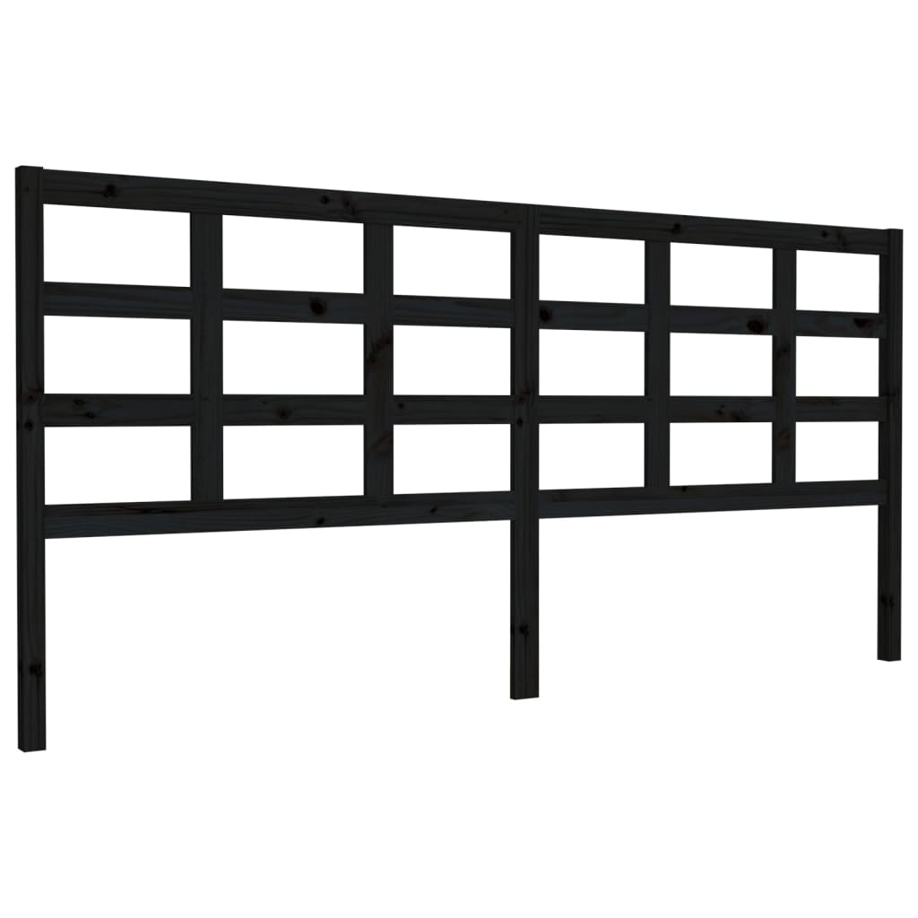 Testiera per Letto Nera 205,5x4x100cm in Legno Massello di Pino - homemem39