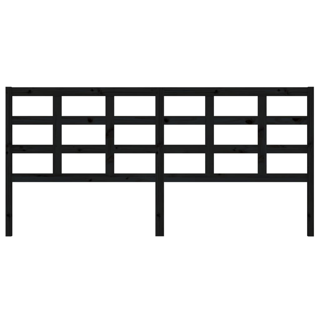 Testiera per Letto Nera 205,5x4x100cm in Legno Massello di Pino - homemem39