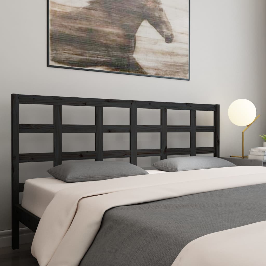 Testiera per Letto Nera 205,5x4x100cm in Legno Massello di Pino - homemem39