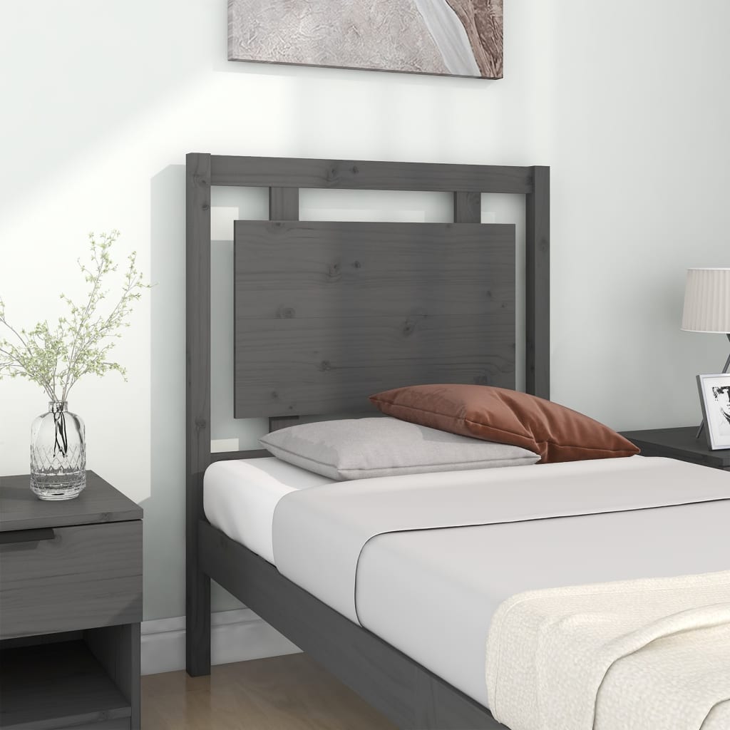 Testiera per Letto Grigia 80,5x4x100 cm Legno Massello di Pino - homemem39