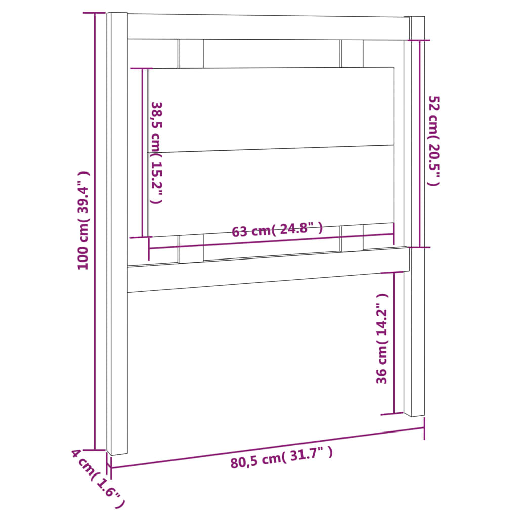 Testiera per Letto Grigia 80,5x4x100 cm Legno Massello di Pino - homemem39