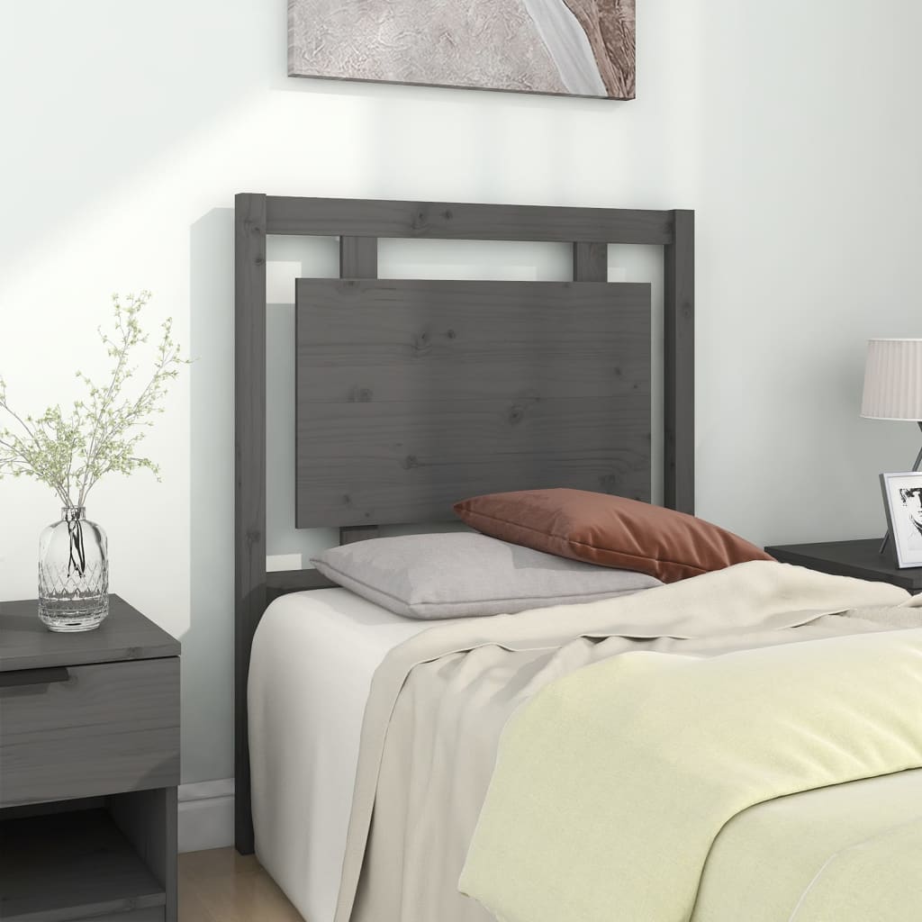 Testiera per Letto Grigia 80,5x4x100 cm Legno Massello di Pino - homemem39