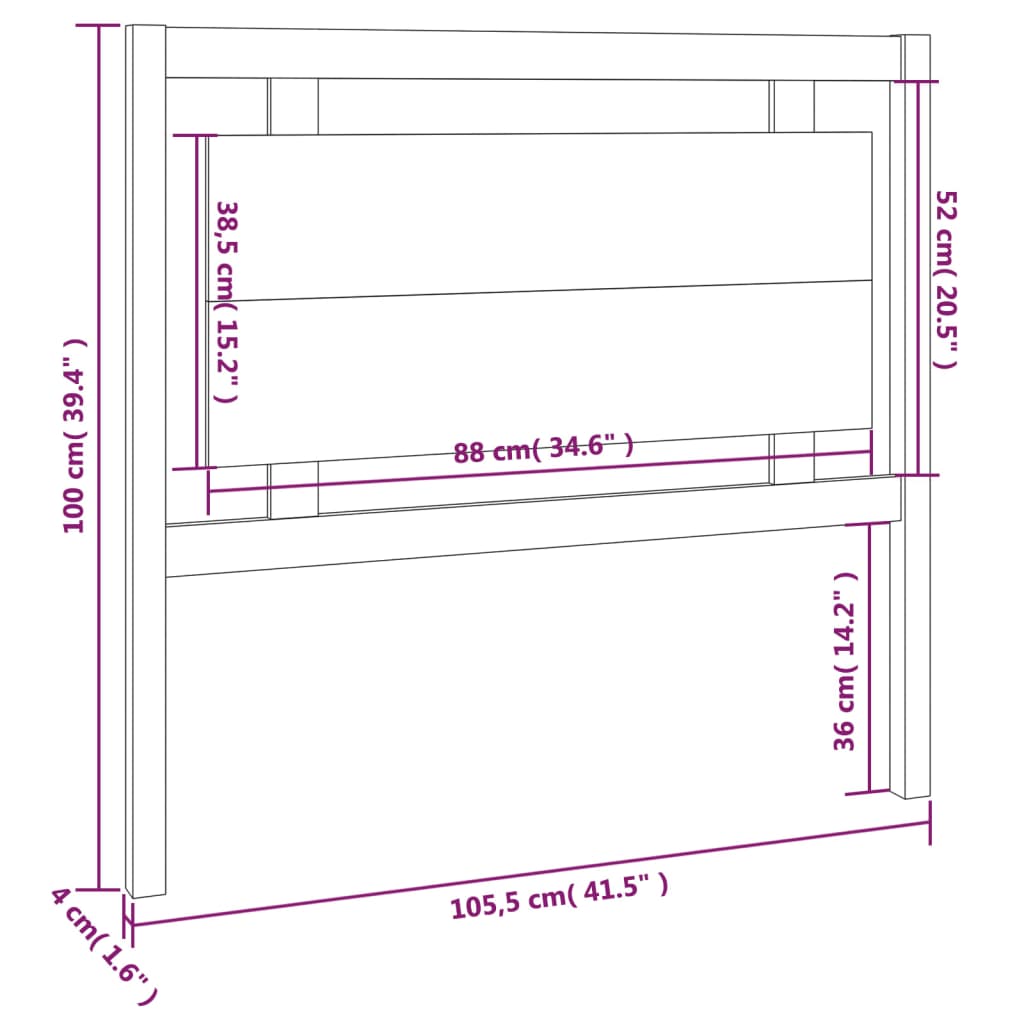Testiera per Letto ambra 105,5x4x100 cm Legno Massello di Pino | homemem39