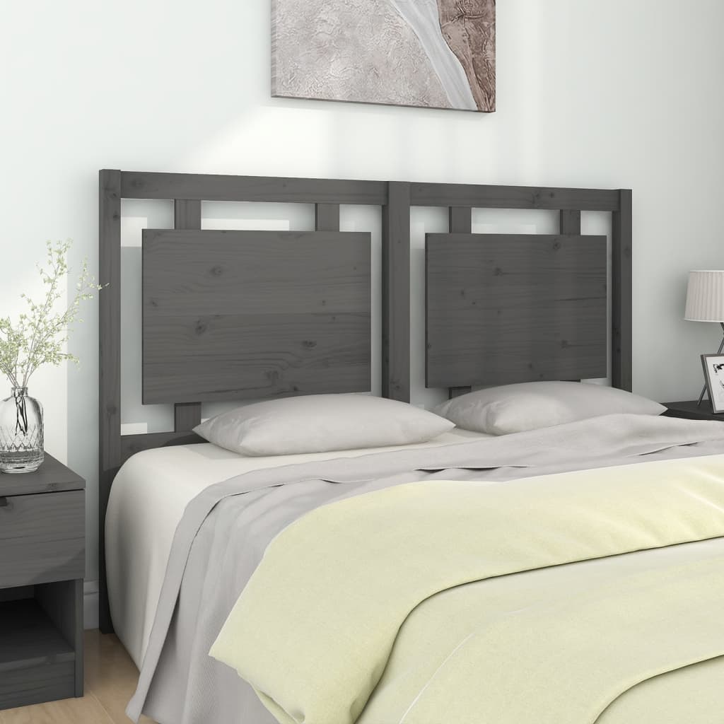 Testiera per Letto Grigia 145,5x4x100 cm Legno Massello di Pino - homemem39