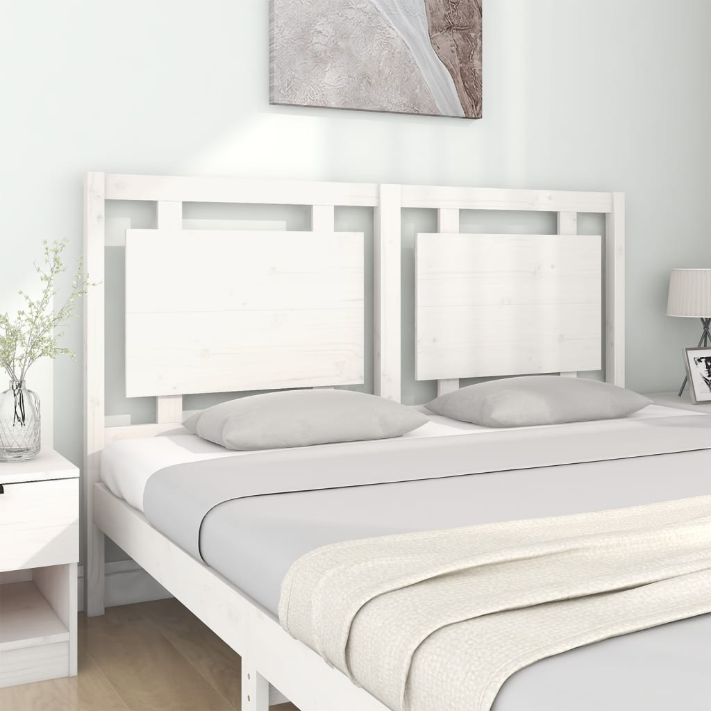 Testiera per Letto Bianca 155,5x4x100 cm Legno Massello di Pino - homemem39