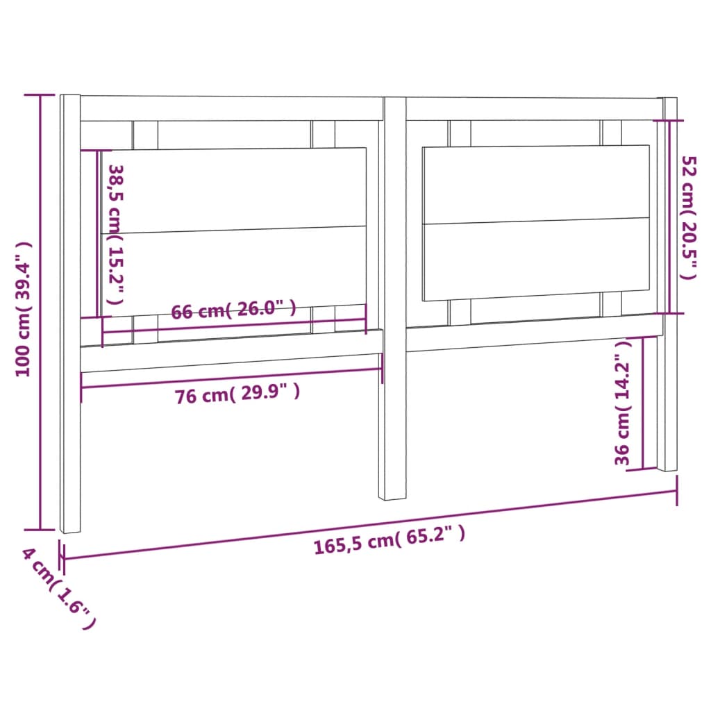 Testiera per Letto Bianca 165,5x4x100 cm Legno Massello di Pino | homemem39