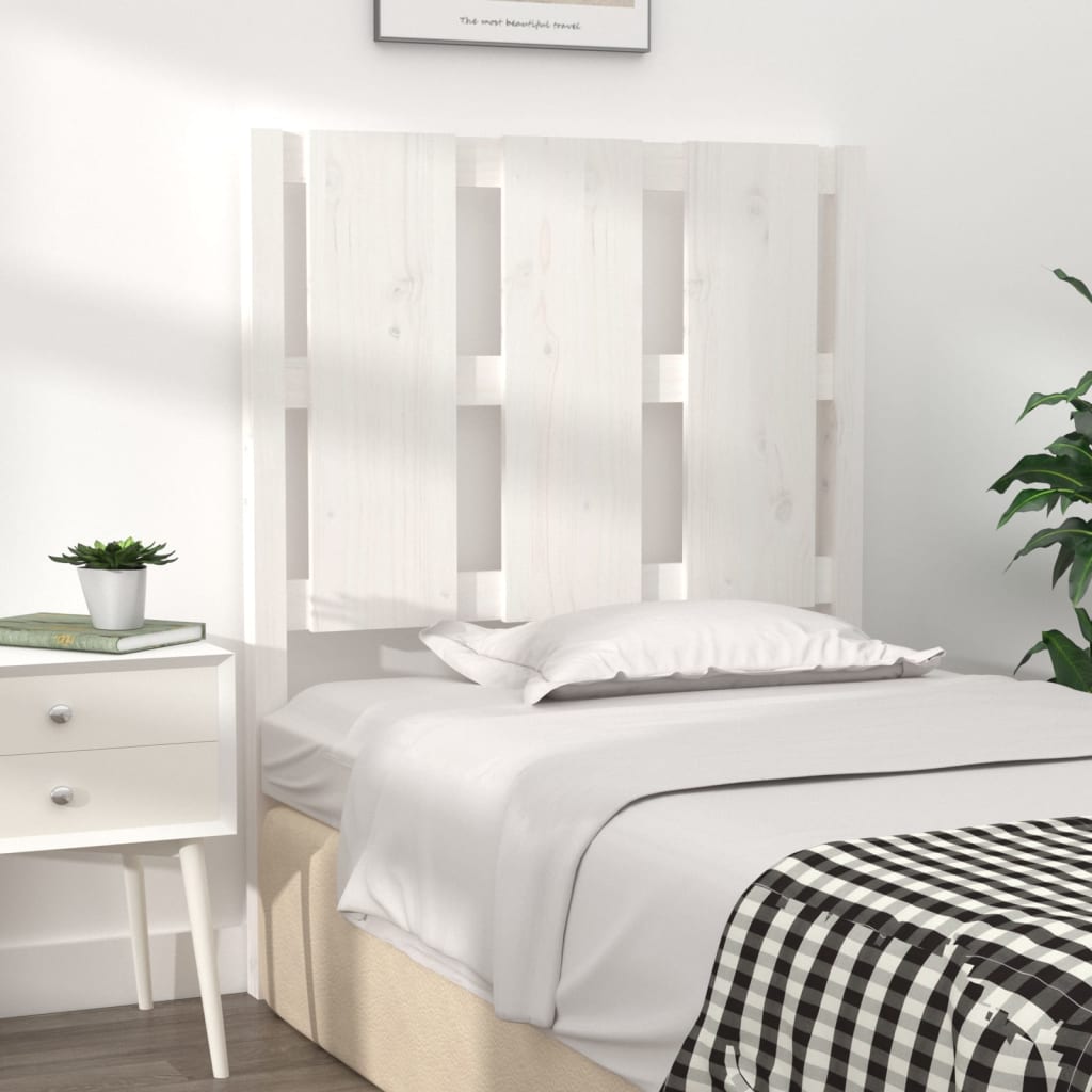 Testiera per Letto Bianca 80,5x4x100 cm Legno Massello di Pino - homemem39