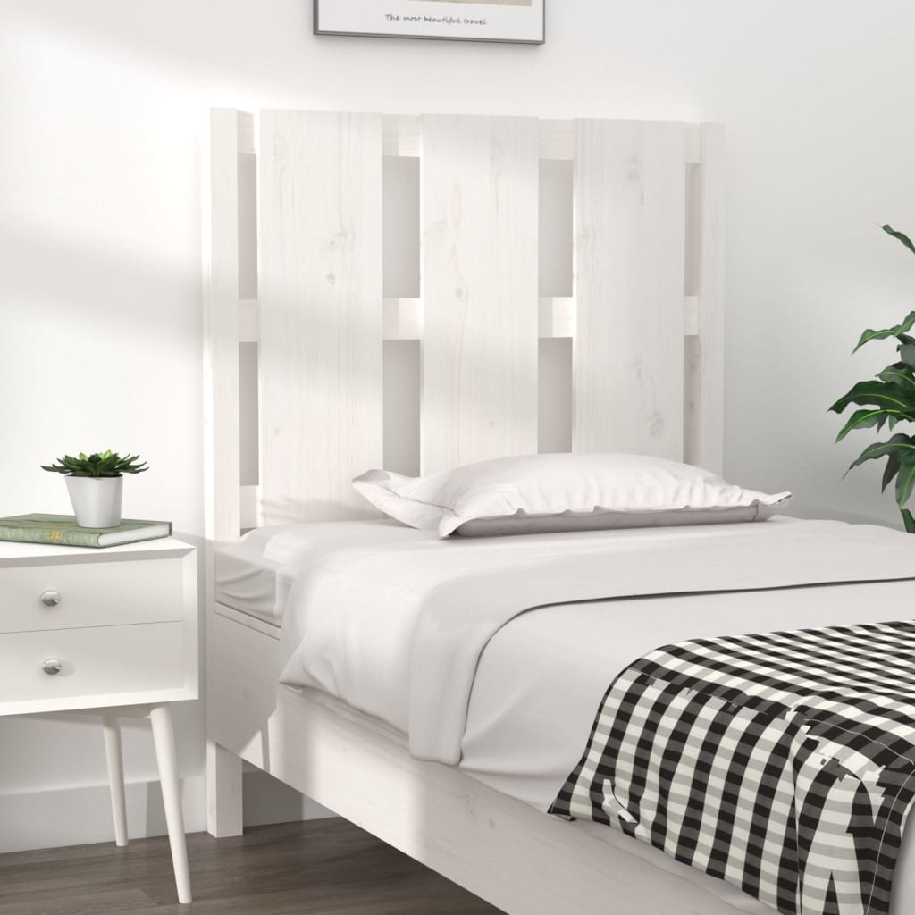 Testiera per Letto Bianca 80,5x4x100 cm Legno Massello di Pino - homemem39