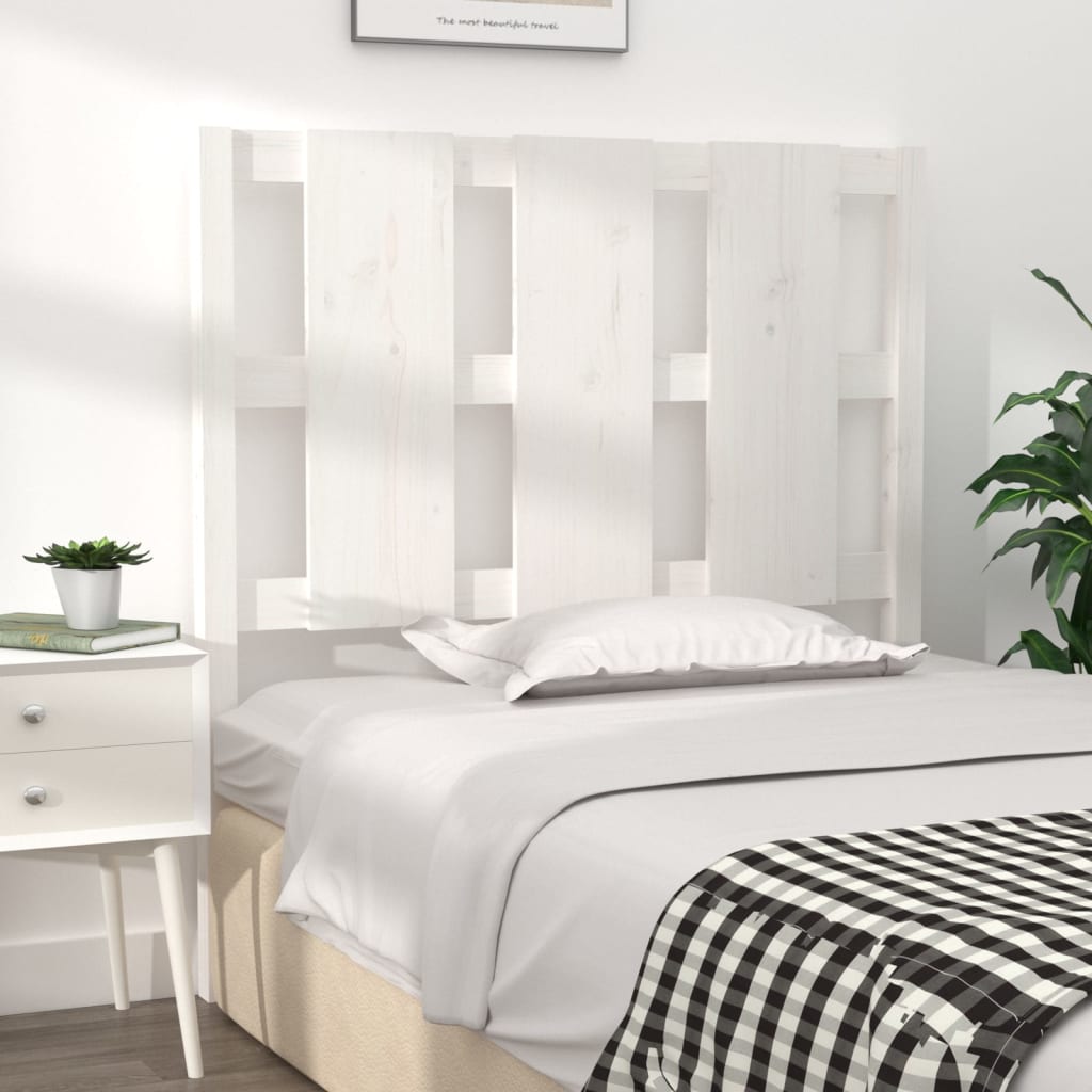 Testiera per Letto Bianca 105,5x4x100 cm Legno Massello di Pino - homemem39