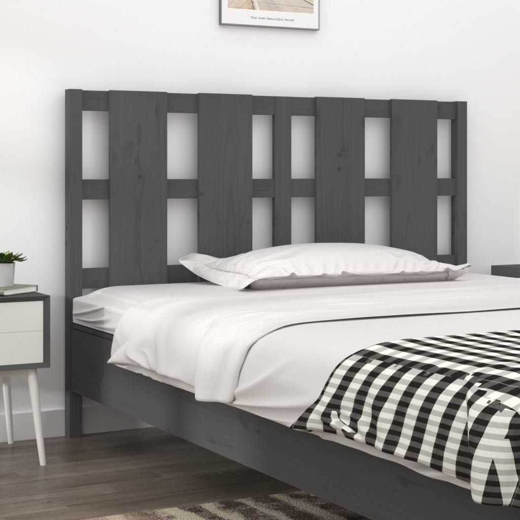 Testiera per Letto Grigia 125,5x4x100 cm Legno Massello di Pino - homemem39