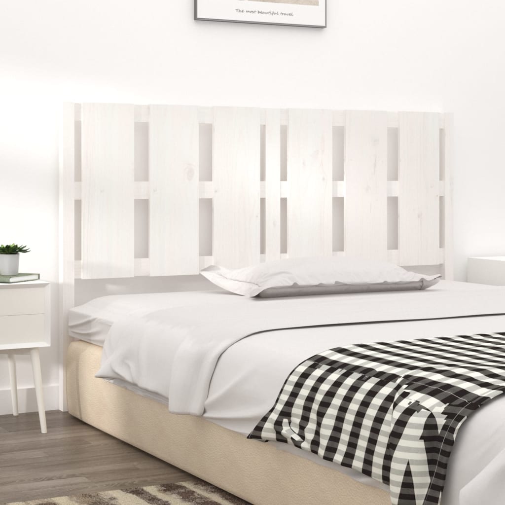 Testiera per Letto Bianca 155,5x4x100 cm Legno Massello di Pino - homemem39