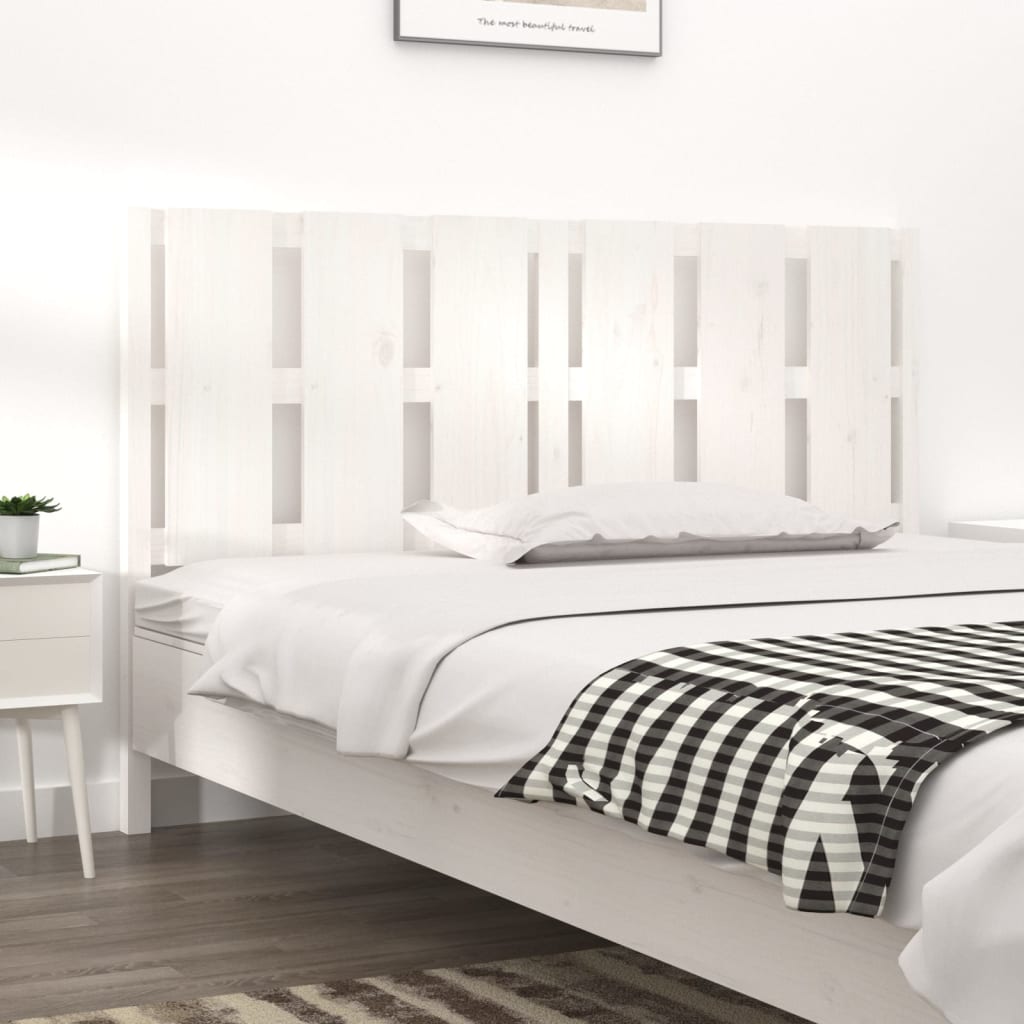 Testiera per Letto Bianca 155,5x4x100 cm Legno Massello di Pino - homemem39