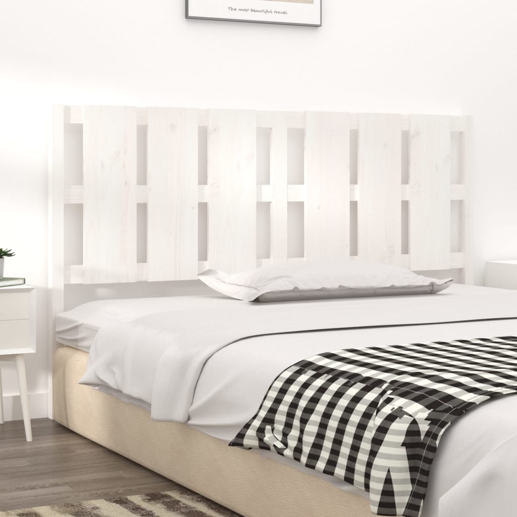 Testiera per Letto Bianca 185,5x4x100 cm Legno Massello di Pino - homemem39