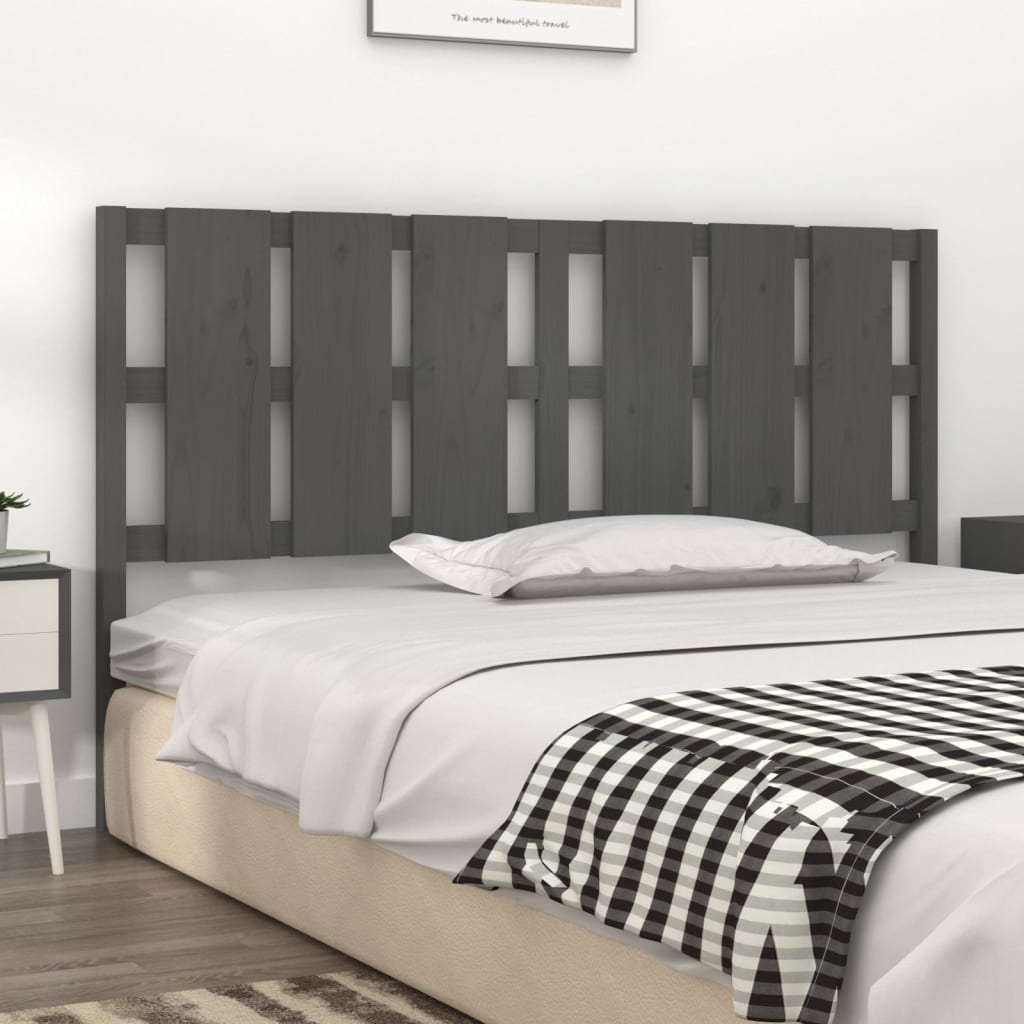 Testiera per Letto Grigia 185,5x4x100 cm Legno Massello di Pino - homemem39