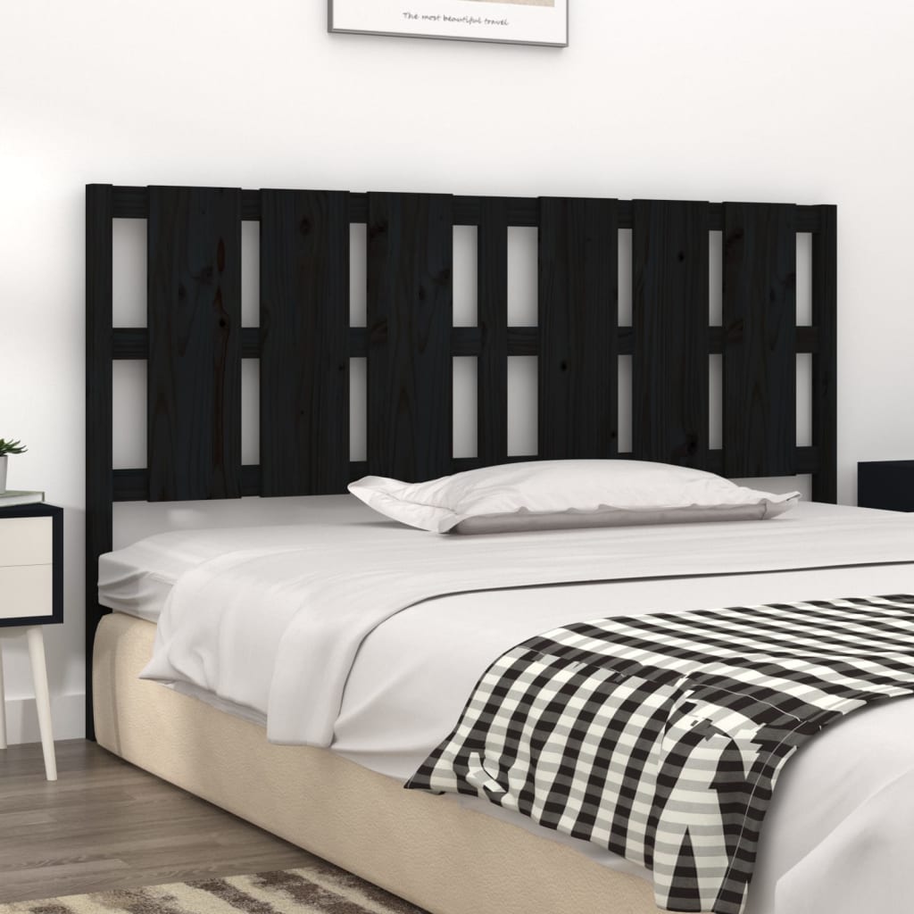 Testiera per Letto Nera 185,5x4x100cm in Legno Massello di Pino - homemem39