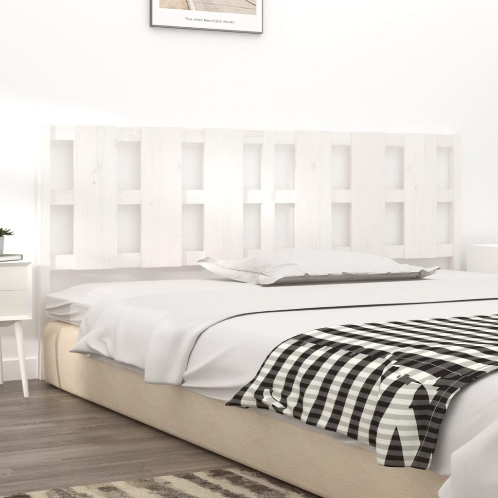 Testiera per Letto Bianca 205,5x4x100 cm Legno Massello di Pino - homemem39