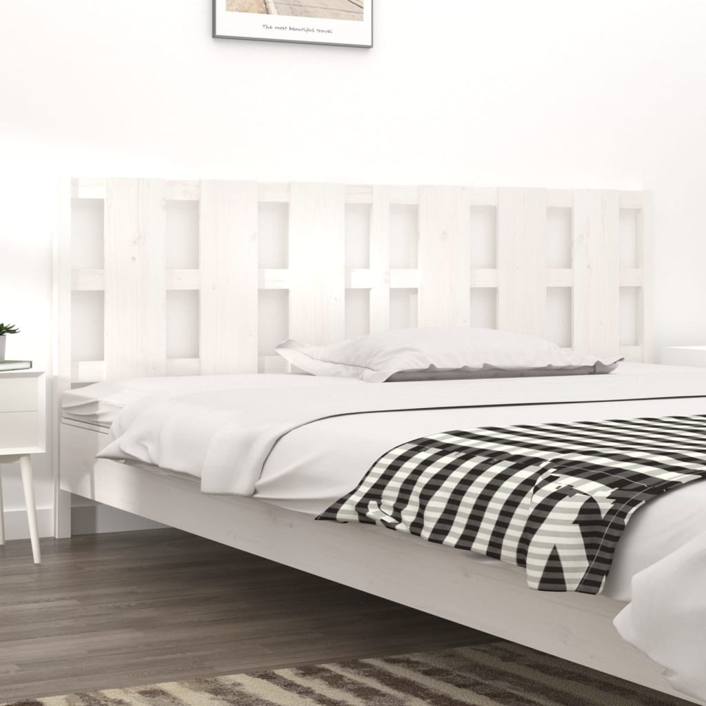 Testiera per Letto Bianca 205,5x4x100 cm Legno Massello di Pino - homemem39