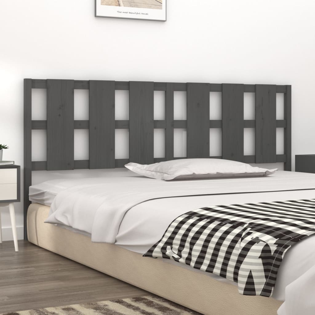 Testiera per Letto Grigia 205,5x4x100 cm Legno Massello di Pino - homemem39
