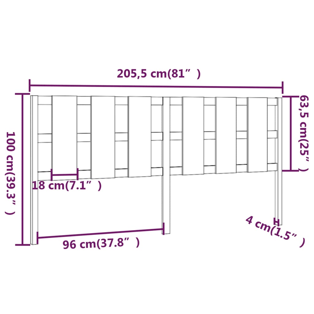Testiera per Letto ambra 205,5x4x100 cm Legno Massello di Pino | homemem39
