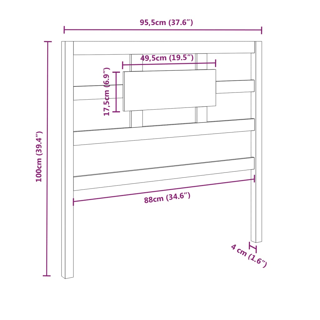 Testiera per Letto ambra 95,5x4x100cm in Legno Massello di Pino | homemem39