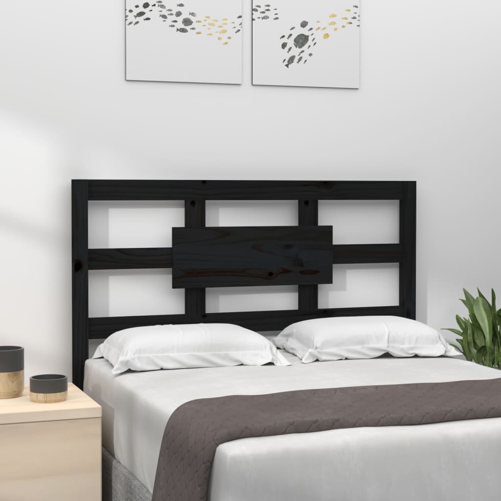 Testiera per Letto Nera 95,5x4x100 cm in Legno Massello di Pino - homemem39