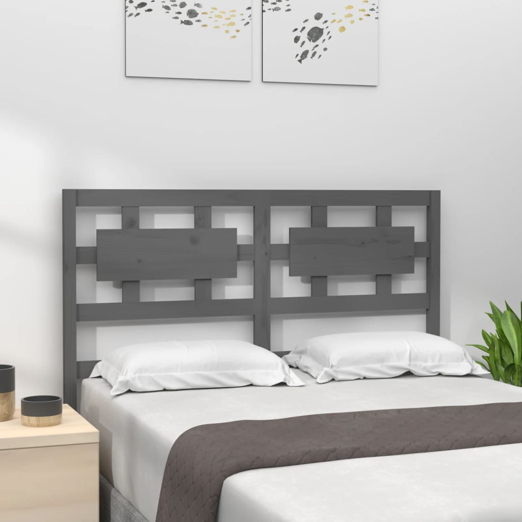 Testiera per Letto Grigia 125,5x4x100 cm Legno Massello di Pino - homemem39