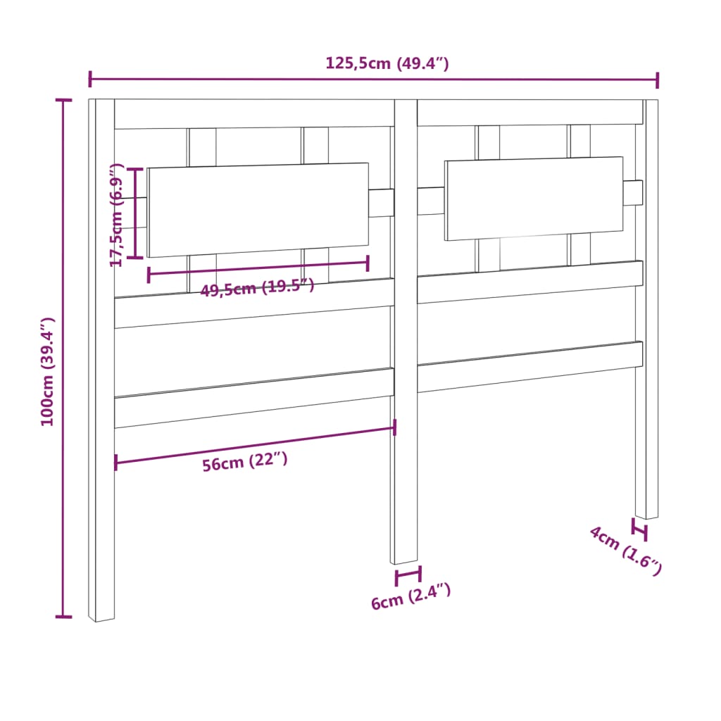 Testiera per Letto ambra 125,5x4x100 cm Legno Massello di Pino | homemem39