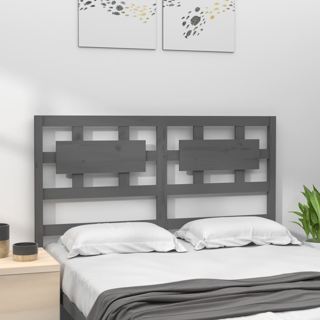 Testiera per Letto Grigia 145,5x4x100 cm Legno Massello di Pino - homemem39