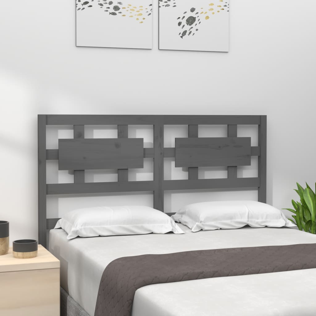 Testiera per Letto Grigia 145,5x4x100 cm Legno Massello di Pino - homemem39